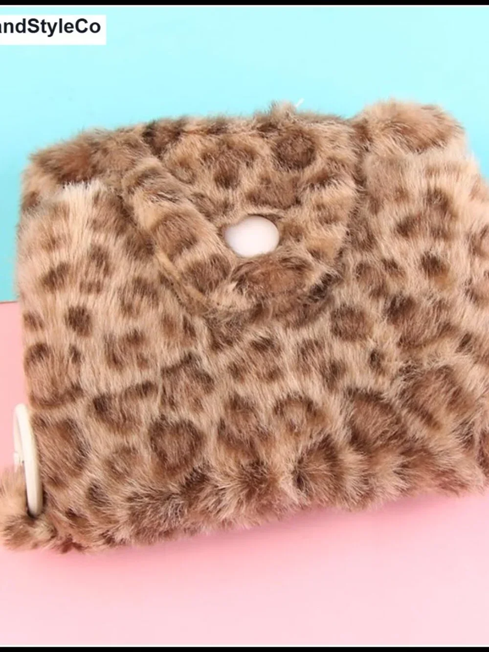 2pc Plush Wallets Leopard & Stripe with Snap Coin Pocket for Cash, Cards & Keys